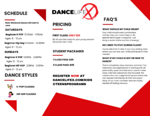 Kids & Teens Weekend Dance Programs back page